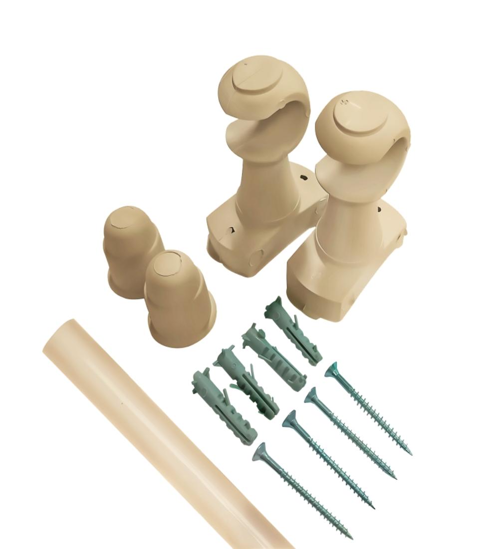 KIT SOPORTE CORTINA SIMPLE CHROMA 1.5M COLOR CREMA